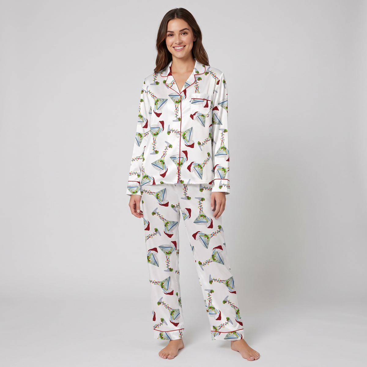 Martini & Mistletoe Women's Pajama Set - long sleeve and pants
