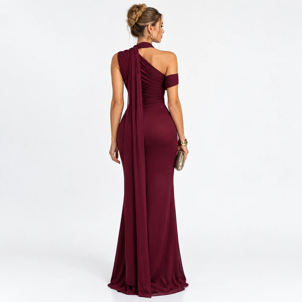 Women's One-Shoulder Snatched Hourglass Shaping Gown