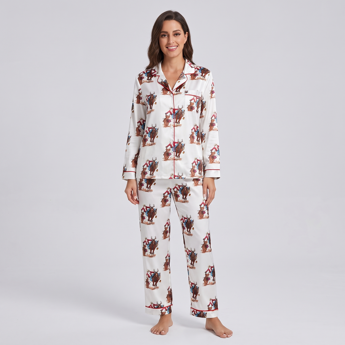 Rodeo Santa Women's Pajama Set - long sleeve and pants