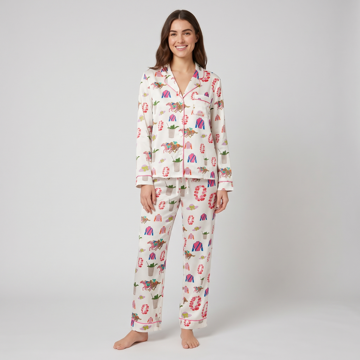 Winner's Garland Race Horse Women's Pajama Set - long sleeve and pants