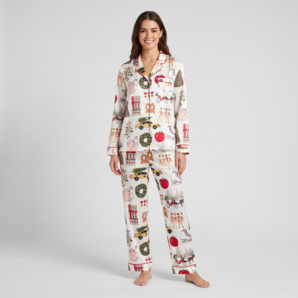 Christmas In The City Women's Pajama Set - long sleeve and pants