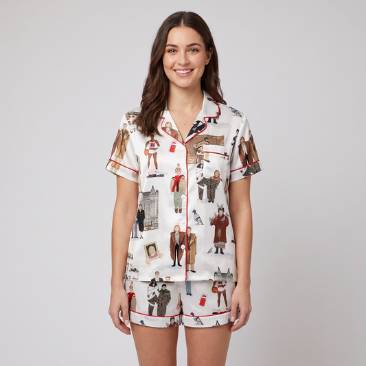 Home Alone NYC Inspired Women's Pajama Set - short sleeve and shorts