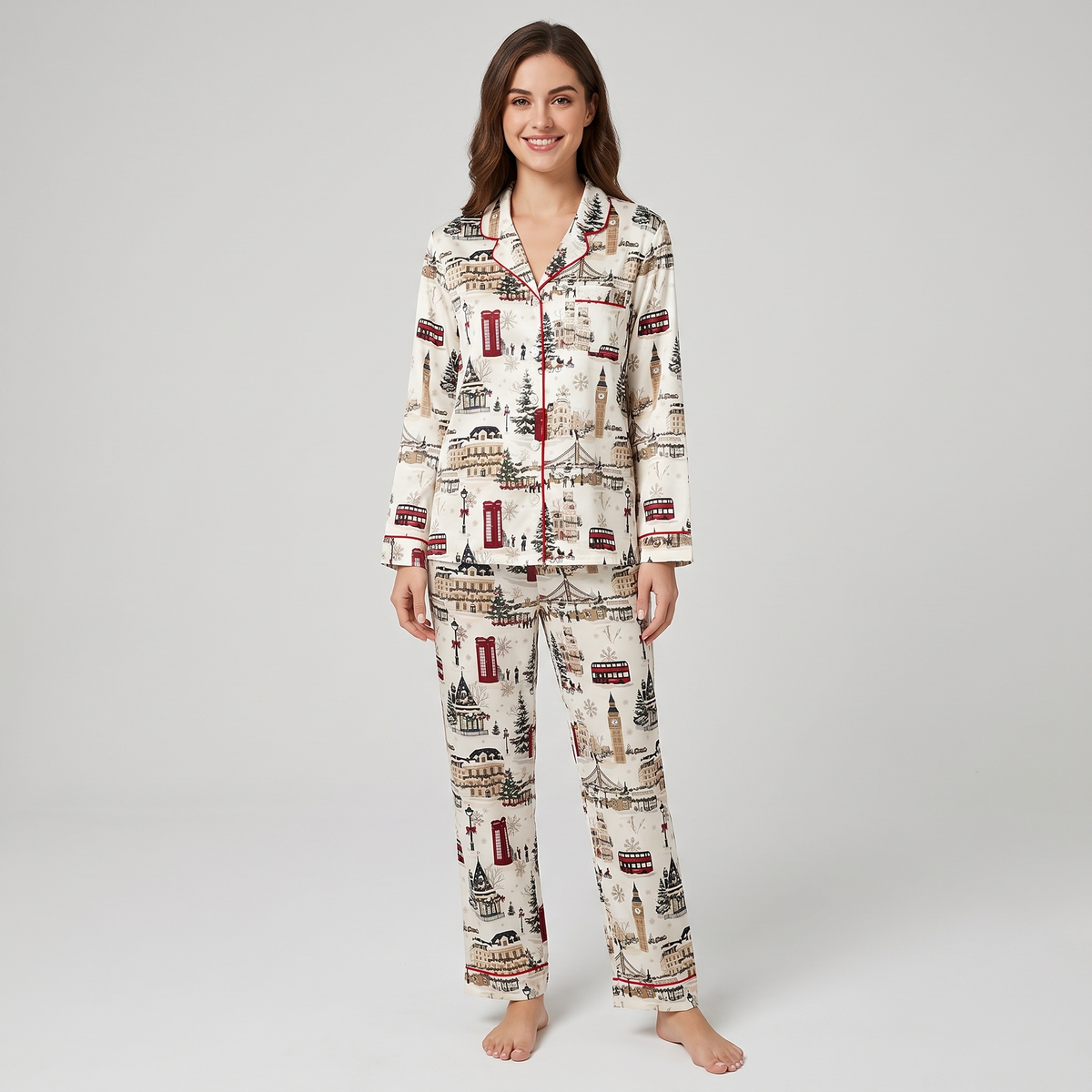London Christmas Women's Pajama Set - long sleeve and pants