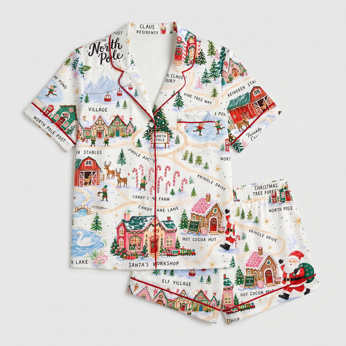 Road To The North Pole Women's Pajama Set - flat lay