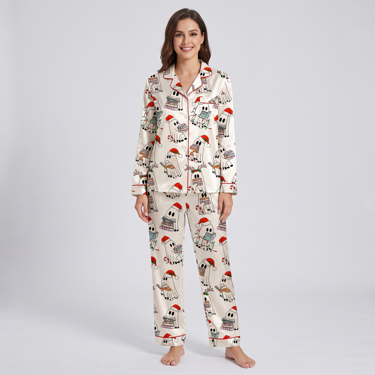 Bookish Boo Christmas Women's Pajama Set - long sleeve and pants