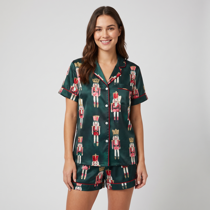 Emerald Nutcracker Women's Pajama Set - short sleeve and shorts