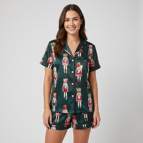 Emerald Nutcracker Women's Pajama Set - short sleeve and shorts