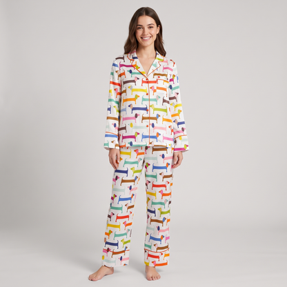 Rainbow Dachshunds Women's Pajama Set - long sleeve and pants