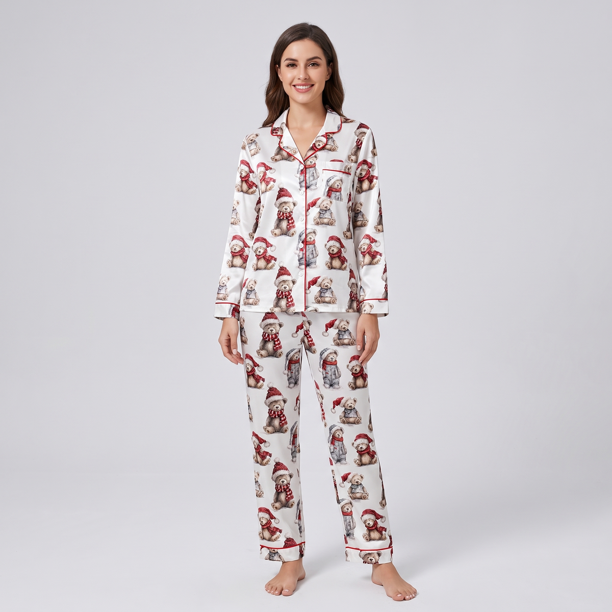 Christmas Teddy Bears Women's Pajama Set - long sleeve and pants