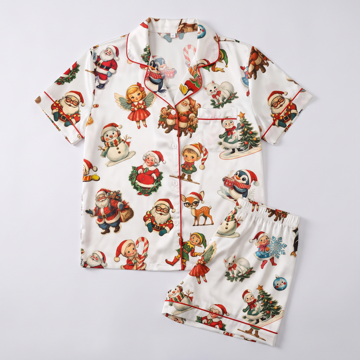 Vintage Christmas Comics Women's Pajama Set - flat lay