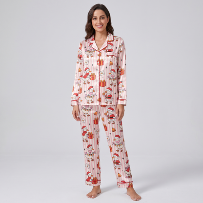 Silly Santa Geese Women's Pajama Set - long sleeve and pants