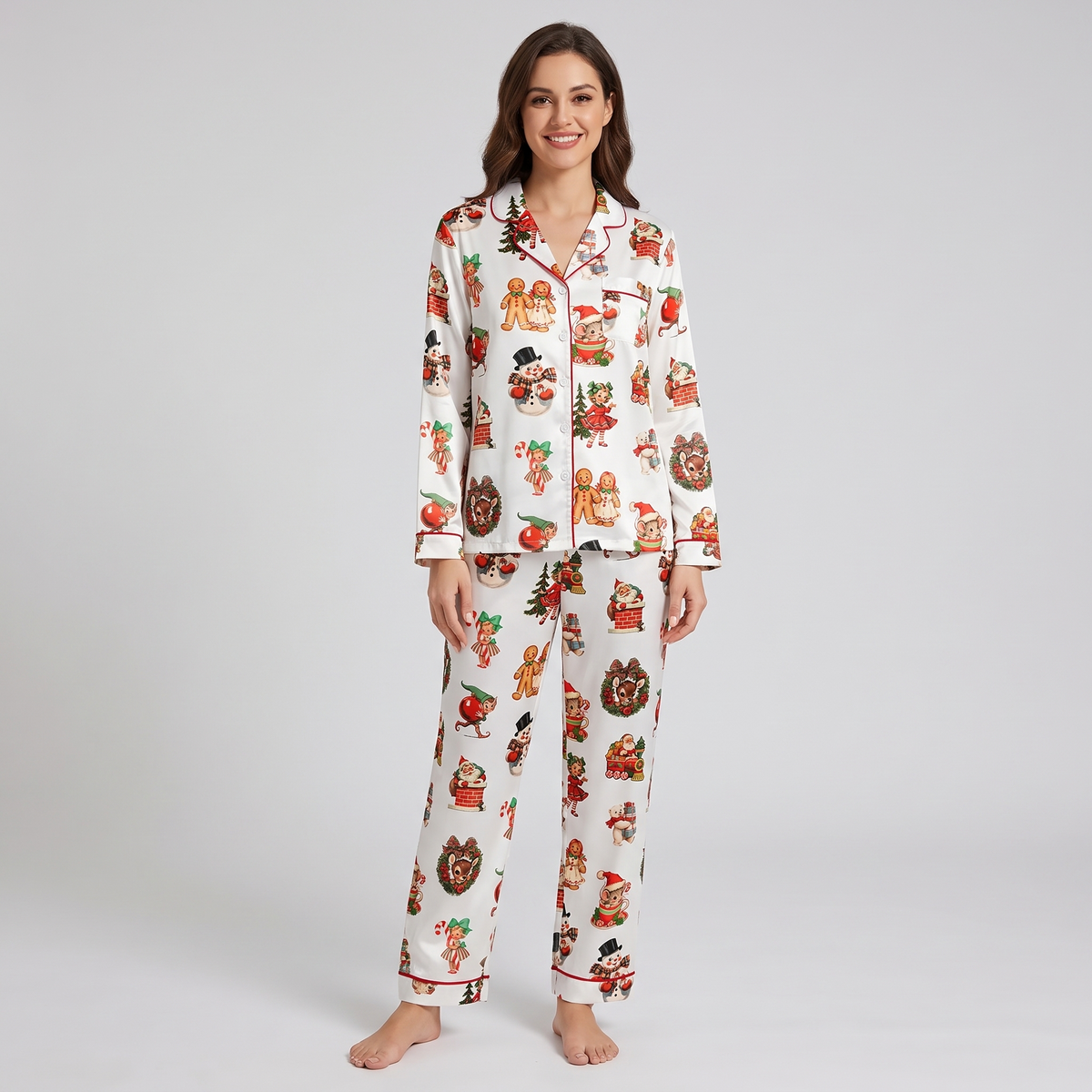 Vintage Christmas Cutouts Women's Pajama Set - long sleeve and pants
