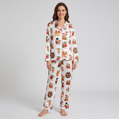 Vintage Christmas Cutouts Women's Pajama Set - long sleeve and pants