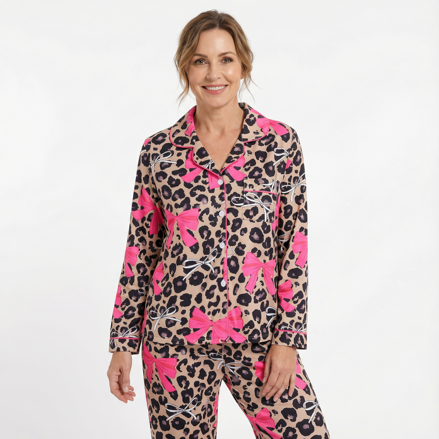 Valentine's Day Leopard Bows Women's Pajama Set