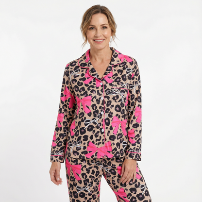 Valentine's Day Leopard Bows Women's Pajama Set