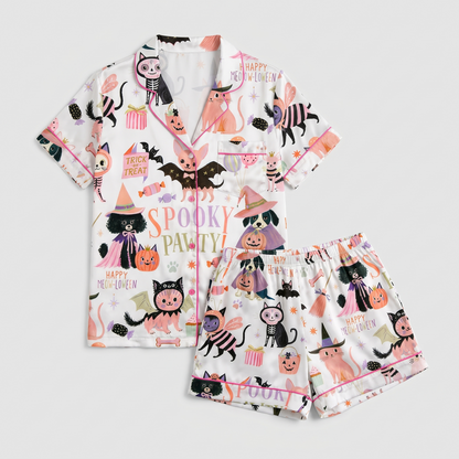 Spooky Pawty Women's Pajama Set - flat lay