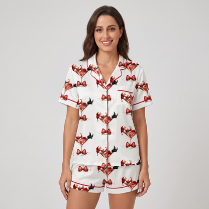 Santa's Hot Mess Women's Pajama Set - short sleeve and shorts