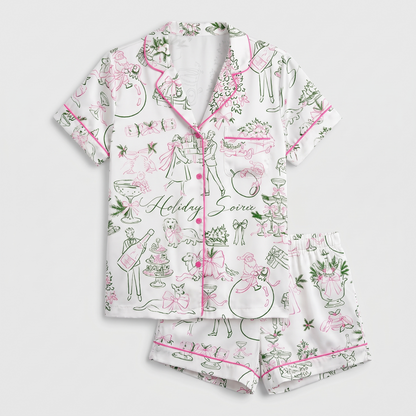 Soirée Cocktail Party Women's Pajama Set - flat lay
