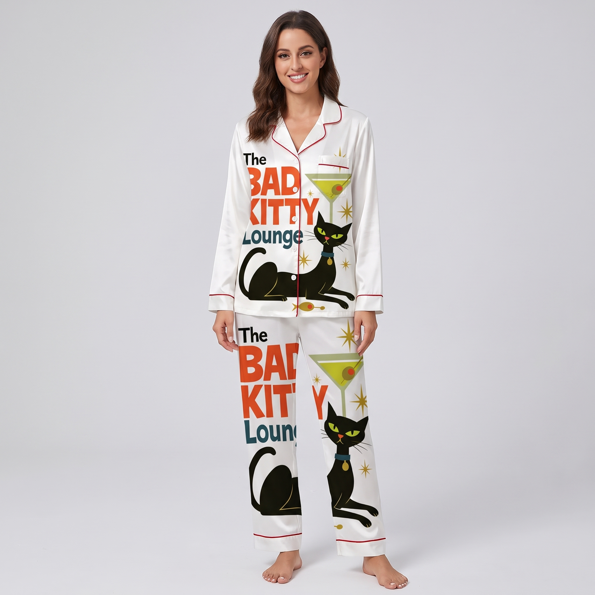 Bad Kitty Lounge Women's Pajama Set - long sleeve and pants