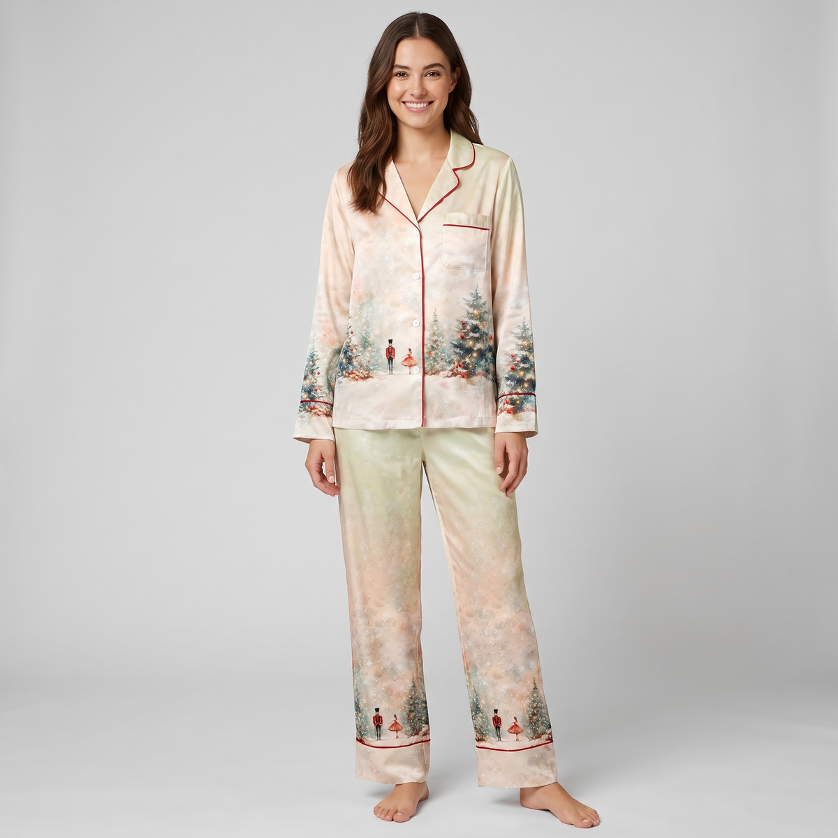 Nutcracker Winter Forest Women's Pajama Set - long sleeve and pants
