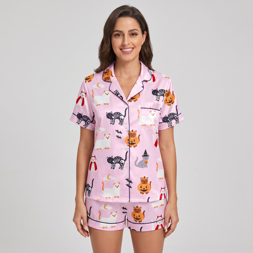 Costume Kittens Women's Pajama Set - short sleeve and shorts