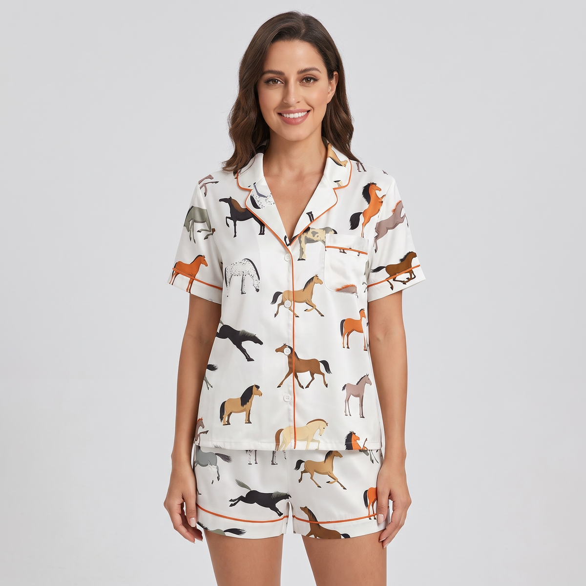 Field Guide Horse Breeds Women's Pajama Set - short sleeve and shorts