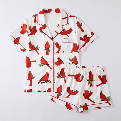 Christmas Cardinals Women's Pajama Set - flat lay