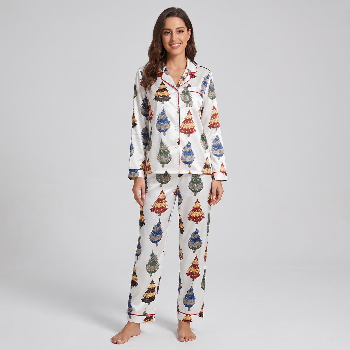 Wizarding Christmas Trees Inspired Women's Pajama Set - long sleeve and pants