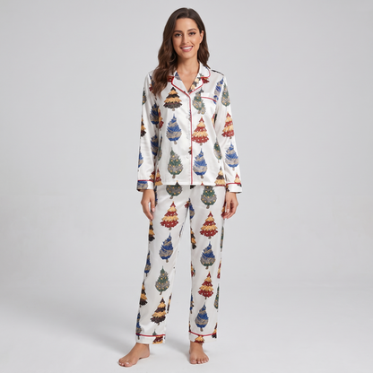 Wizarding Christmas Trees Inspired Women's Pajama Set - long sleeve and pants