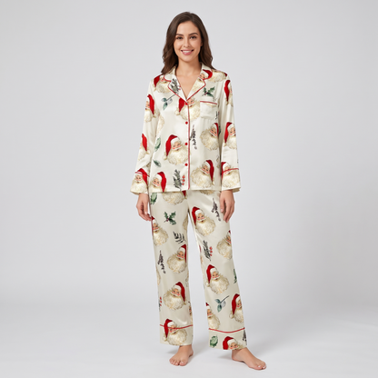 Holly Jolly Santa Women's Pajama Set - long sleeve and pants