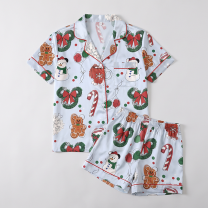 Magical Christmas Wreaths Inspired Women's Pajama Set - flat lay