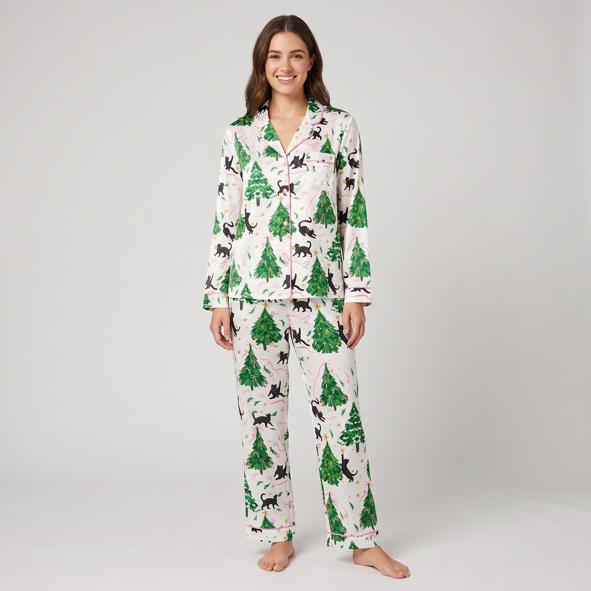 Tree Climbing Cats Women's Pajama Set - long sleeve and pants
