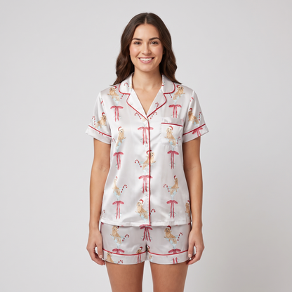 Dachshund Cocktail Hour Women's Pajama Set - short sleeve and shorts