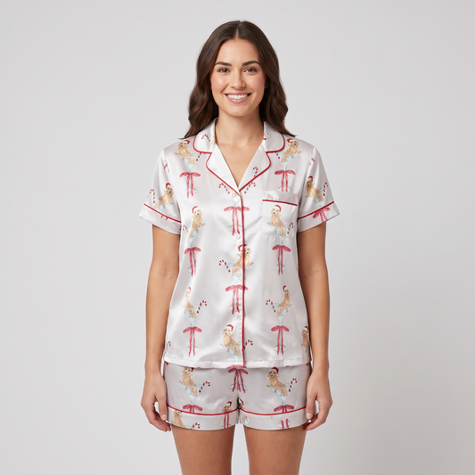 Dachshund Cocktail Hour Women's Pajama Set - short sleeve and shorts