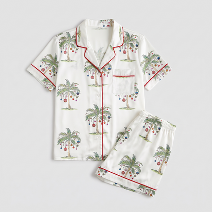 Mele Kalikimaka Santa Women's Pajama Set - flat lay