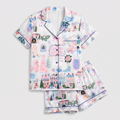 Season's Greetings Soirée Women's Pajama Set - flat lay