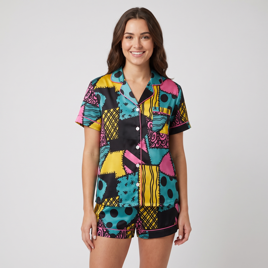 Sally Stitches Inspired Women's Pajama Set - short sleeve and shorts
