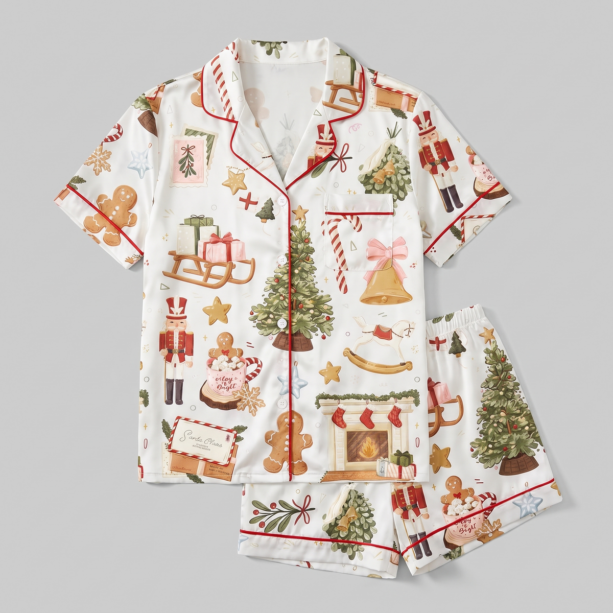 Nutcracker Fireside Women's Pajama Set - flat lay