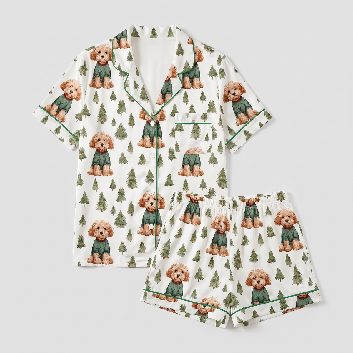 Cockapoo Christmas Women's Pajama Set - flat lay
