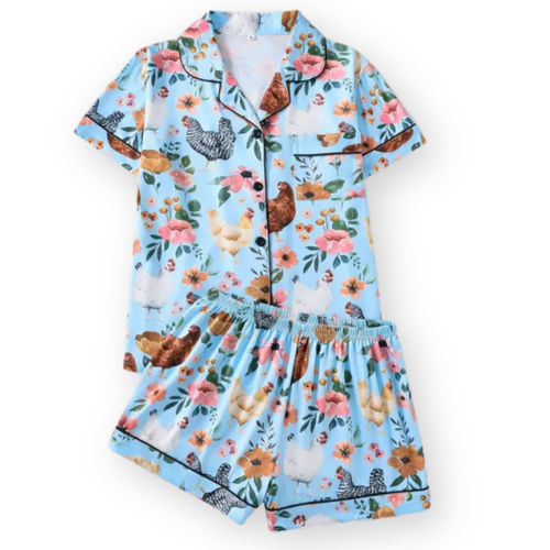 Floral Chicken Women's Pajama Set