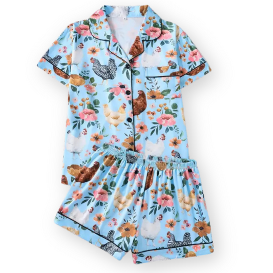 Floral Chicken Women's Pajama Set