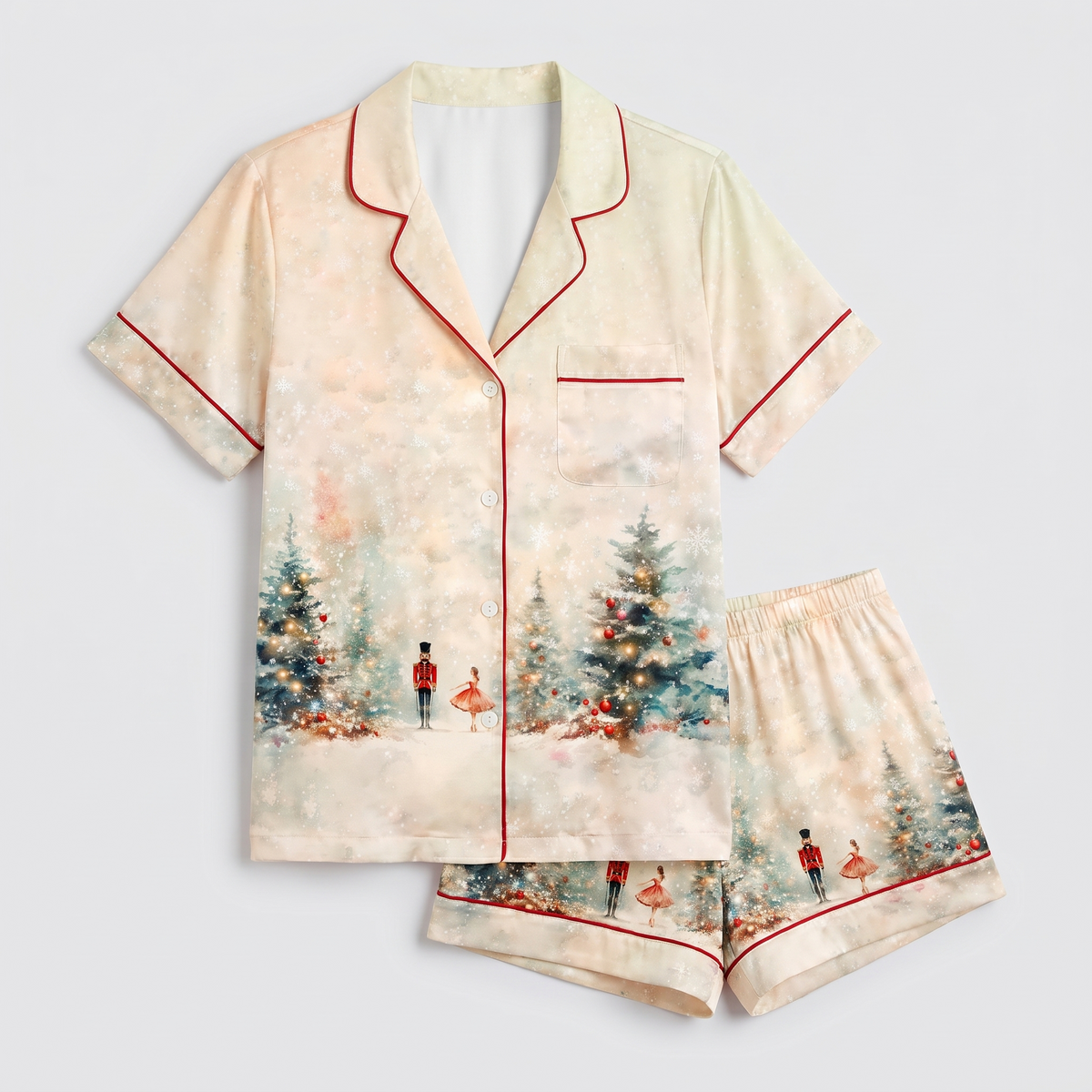 Nutcracker Winter Forest Women's Pajama Set - flat lay