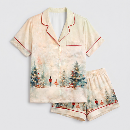 Nutcracker Winter Forest Women's Pajama Set - flat lay