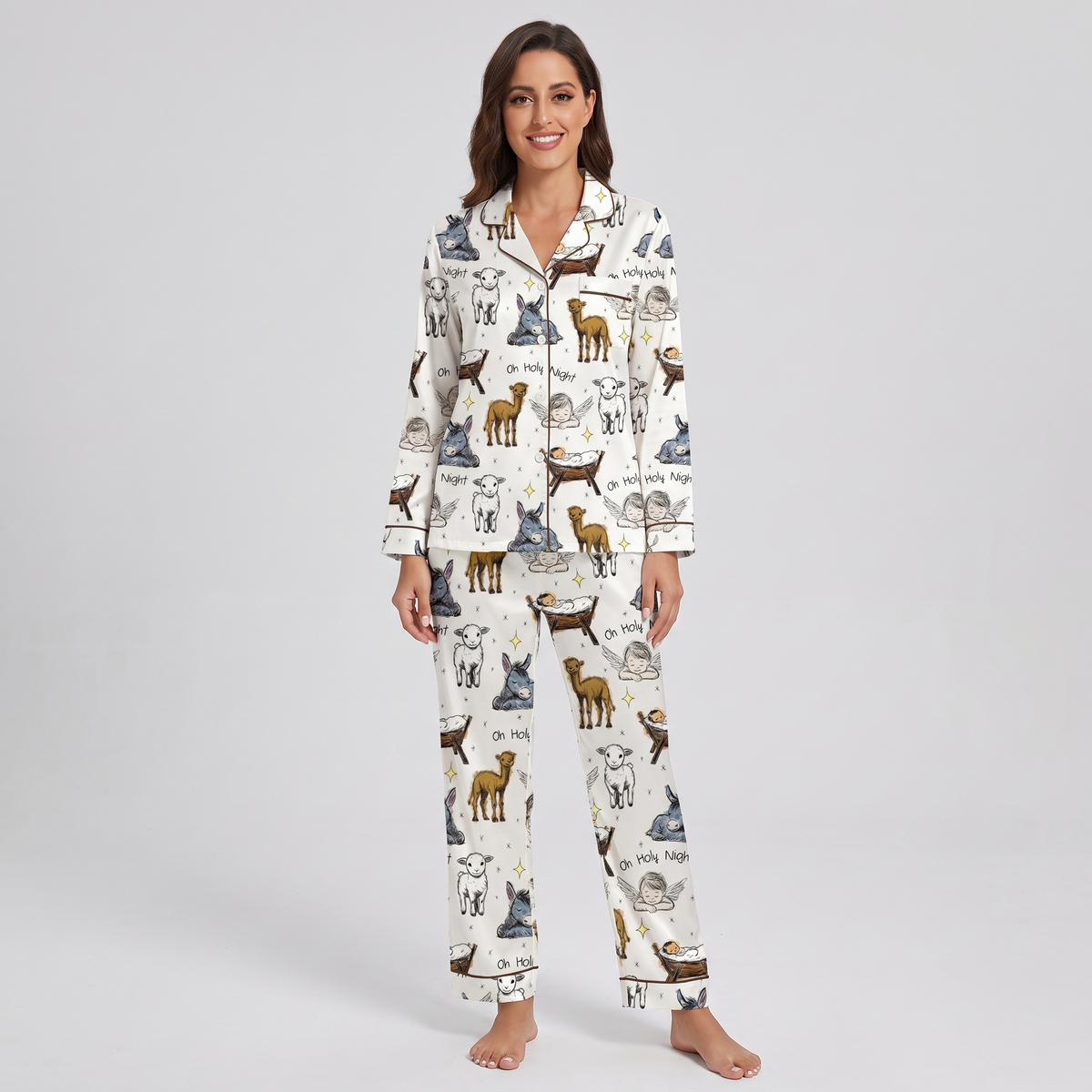Manger Animals Women's Pajama Set - long sleeve and pants