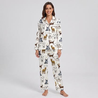 Manger Animals Women's Pajama Set - long sleeve and pants