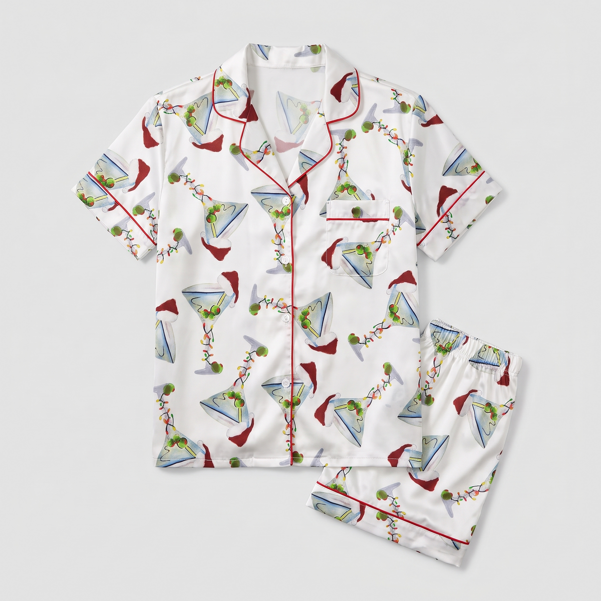 Martini & Mistletoe Women's Pajama Set - flat lay