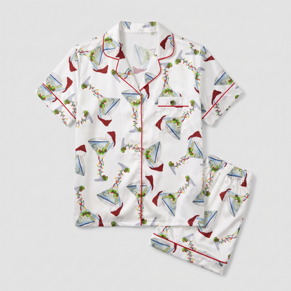 Martini & Mistletoe Women's Pajama Set - flat lay