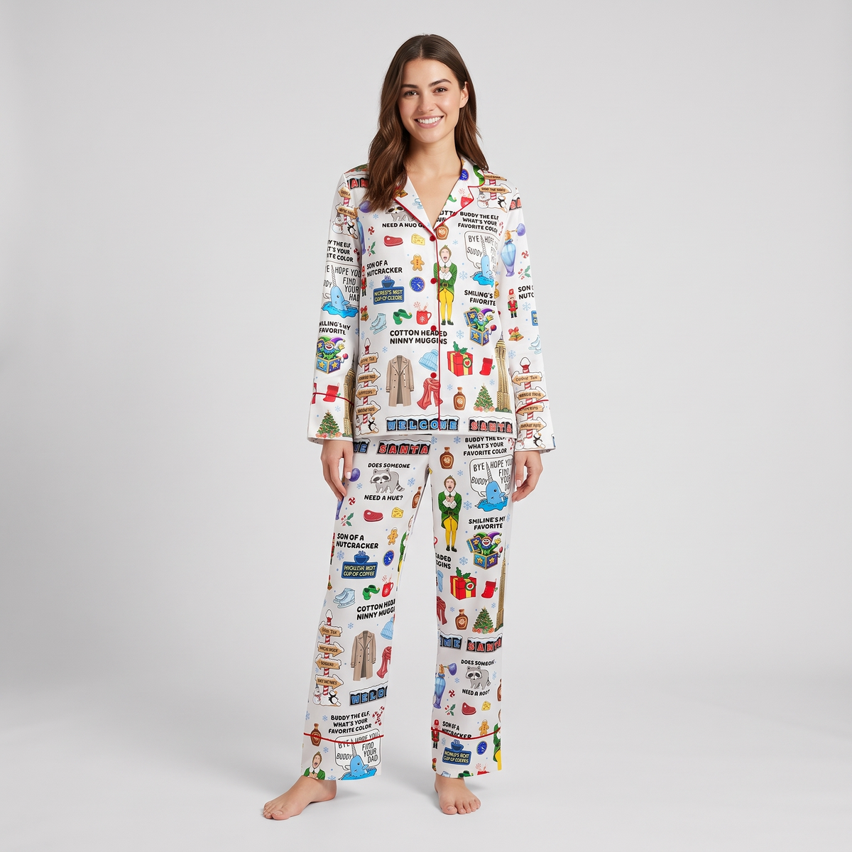 Buddy In NYC Inspired Women's Pajama Set - long sleeve and pants