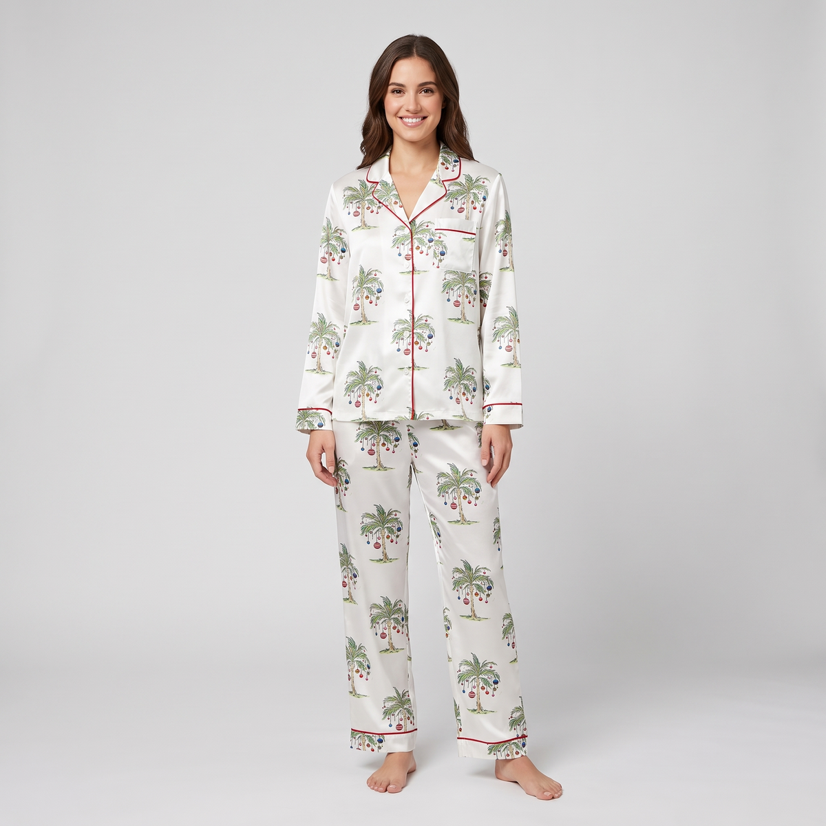 Mele Kalikimaka Santa Women's Pajama Set - long sleeve and pants