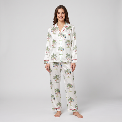 Mele Kalikimaka Santa Women's Pajama Set - long sleeve and pants